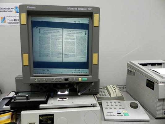 Researching a paper using microfilm, the only medium on which many things can be found