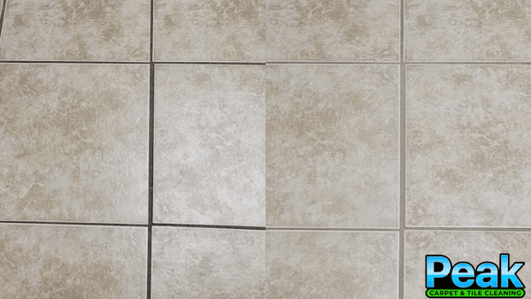 Tile and grout cleaning before and after photo in Mesa, AZ.