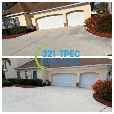 Driveway pressure washed pre and post treatment to last longer