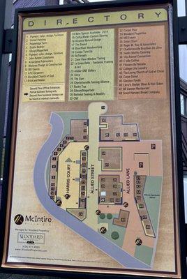 Directory for McIntire Plaza (not very helpful since many locations have new names)