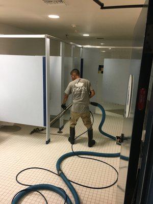 Cleaning the tile and grout in school restrooms