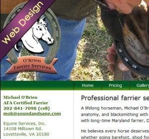 Website for professional farrier in Virginia