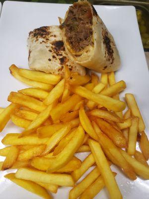 Cheesesteak wrap with french fries