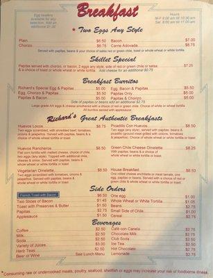 Page 3 of 3 Menu - Breakfast