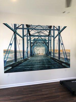 Walnut Street mural from Chattanooga, TN installed in apartment workout room