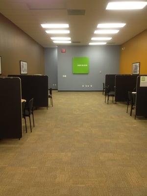 Inside the H&R Block office.