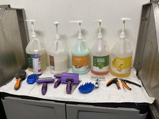 No disinfectant to clean tools, four different shampoos, one conditioner and then separate toning shampoo.