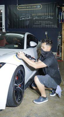 Paint correction service on a Jaguar F type R