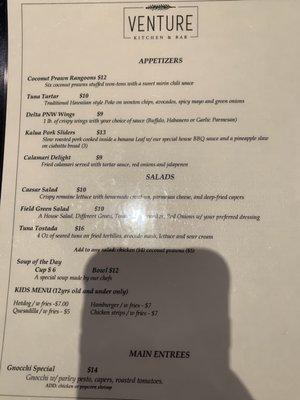 Menu as of June 22 2021