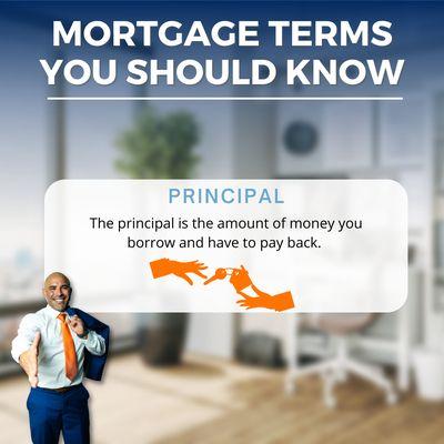 Knowing Mortgage Terms. Principal is the amount of money you borrow and have to pay back.