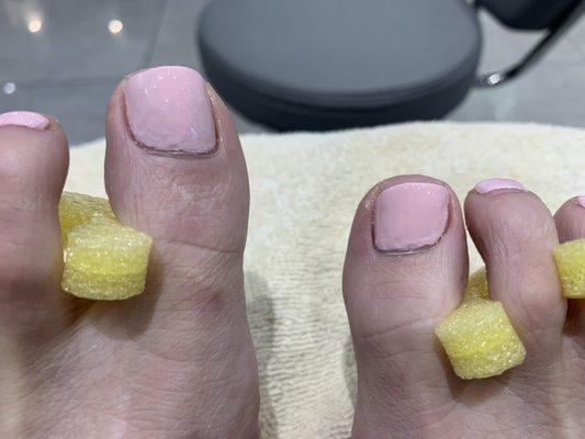 My toes while sitting in the salon for "five minutes" ... as far as they are concerned, they work is done here.