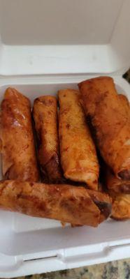 Turon (plantain and jackfruit in lumpia wrapper, caramelized)