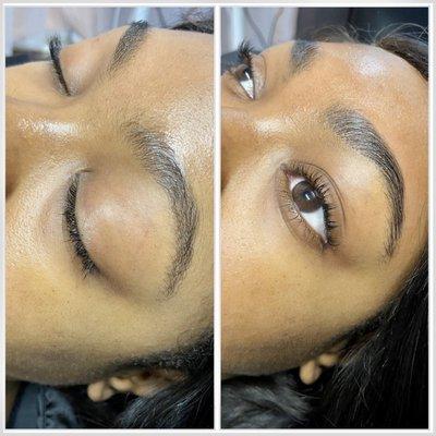 Brow lamination with lash lift and tint