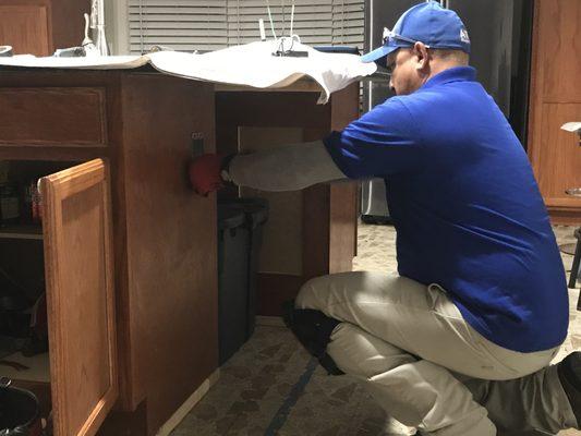 Installing outlet in kitchen island