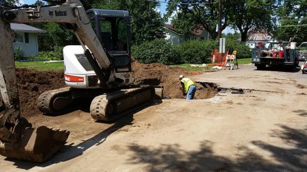 Sewer repair under a street