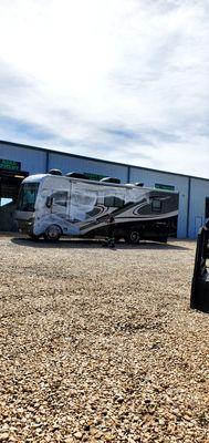 Our rig being washed by the owner because it was covered in transmission fluid