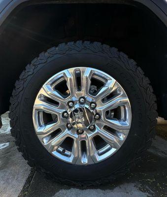 Hand washed tire and rim detail including tire dressing