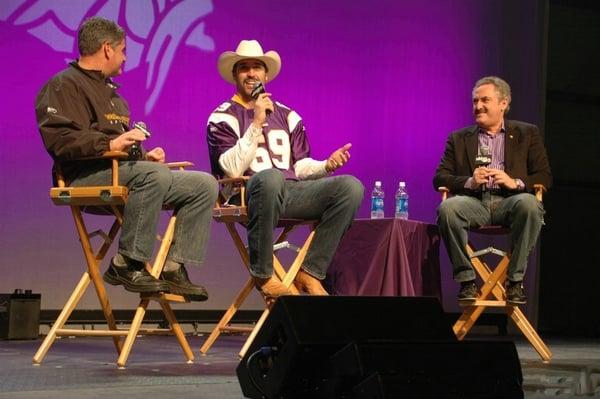 Minnesota Vikings defensive end Jared Allen at the the Draft Party with Vikings announcer Paul Allen and owner Zygi Wolf