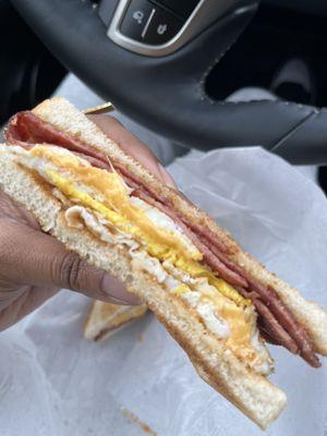 Turkey Bacon, Egg and Cheese breakfast sandwich