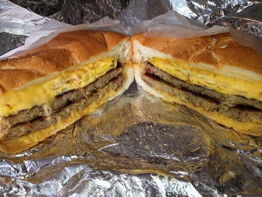 Sausage egg and cheese breakfast sandwich