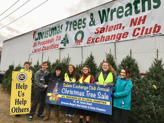 A long tradition. Salem, NH High School Air Force JROTC cadets earn community service hours helping at the Exchange Club tree sale.