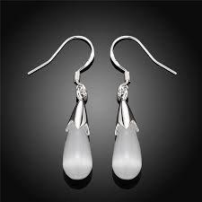 Cats Eye with 925 Sterling Silver Drop Earrings