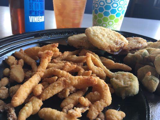 Clam strips, Fried Green Tomatoes, and Fried Okra!