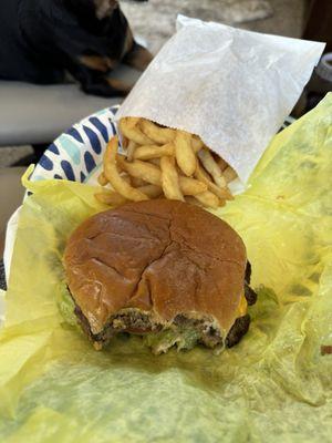 Cheeseburger and fries