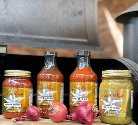 Texas Wild® gourmet flavors Mesquite Roasted and a hot jalapeño (green) Salsa Verde.