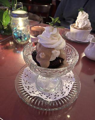 Brownie sundae and apple crisp.  YUM!