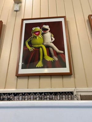 The original Kermit with a subsequent version. The original is now in the Smithsonian.