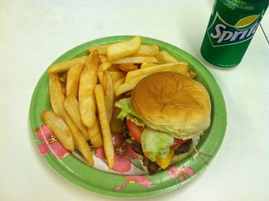 Bacon Cheeseburger and fries