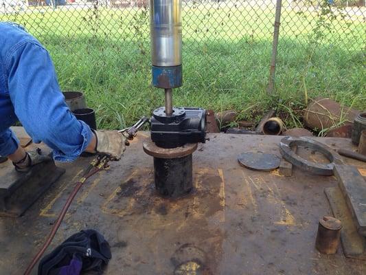 Preheating a stubborn winch gearbox bearing before putting the hammer down