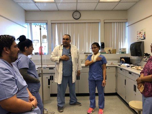 Medical Assistant Program: Mr. Garcia in the middle of a lecture.