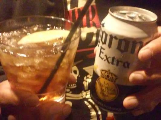 a corona can beer , jack and coke with tons of ice $19