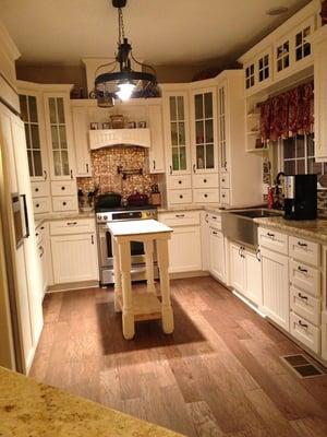 This is the after renovation of a 1913 farm house kitchen.