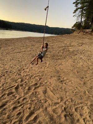 rope swing by the shore