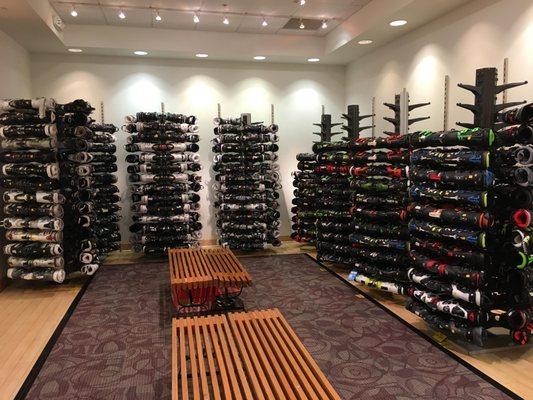 Comfortable place to try on ski and snowboard boots :)