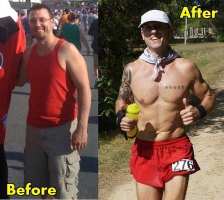 Jeff's very own before-and-after picture, proving his method works.