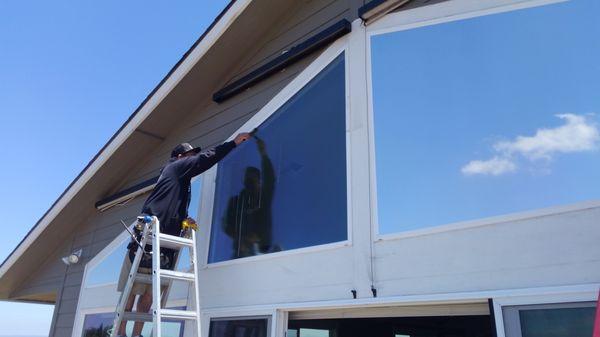 Exterior films are ideal for windows that are impossible to access from the inside.