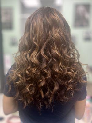 Root touch up finished with some curls