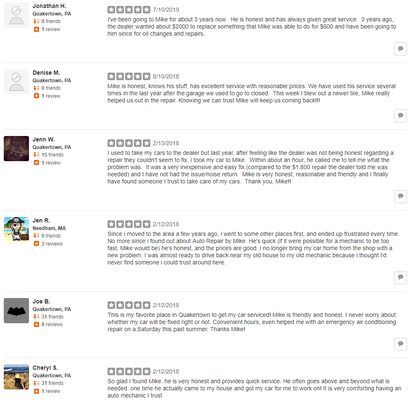 These are reviews we have received that "Yelp" hides because they consider them "not recommended"