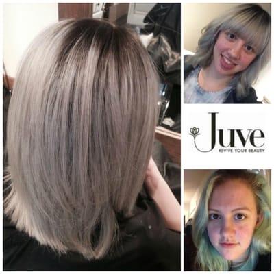 Went from faded blue/green to sassy silver!!
 Color by Juve Stylist Deanna