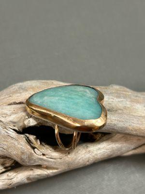 Amazonite gold-heart ring.