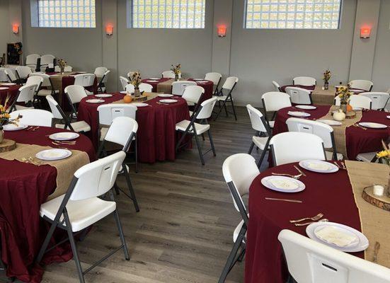 Wheelchair accessible banquet room and restrooms