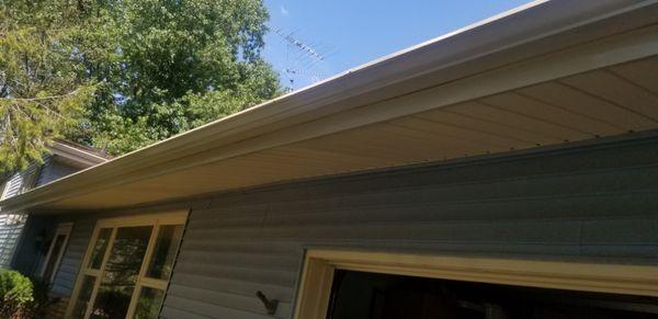 Exterior paint work on the gutters, downspouts, facia soffits and trim