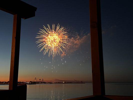 Enjoying Fireworks from the porch