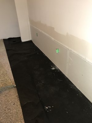 Water damage 2' up from floor in basement(Splatter texture)