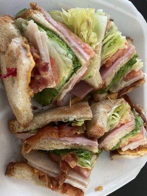 This is what the club sandwich looks like when you take off the giant pile of fries