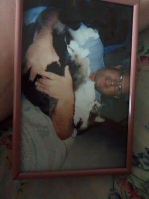 My deceased husband Michael and Bandit.